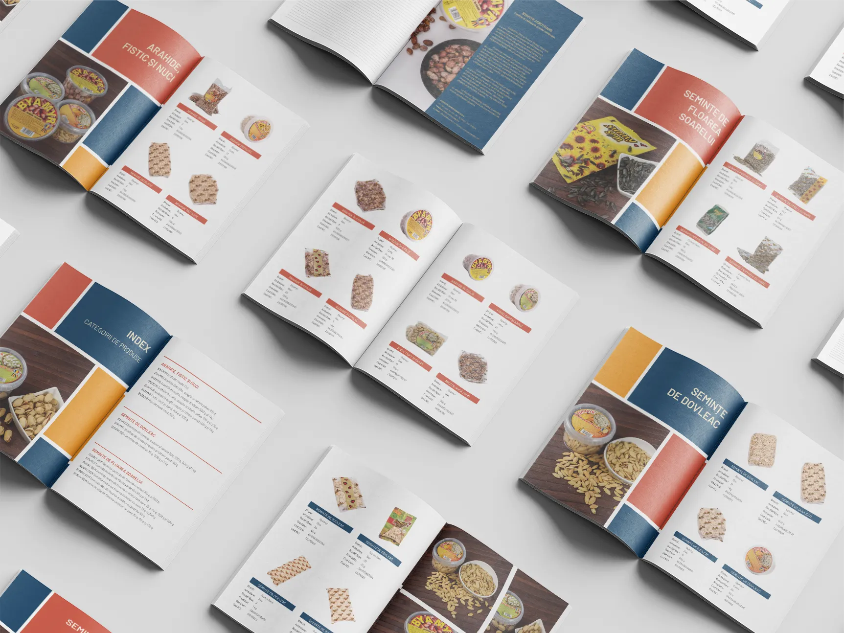 Un catalog elegant, cu imagini de produs și text, simbolizând eficiența în prezentare