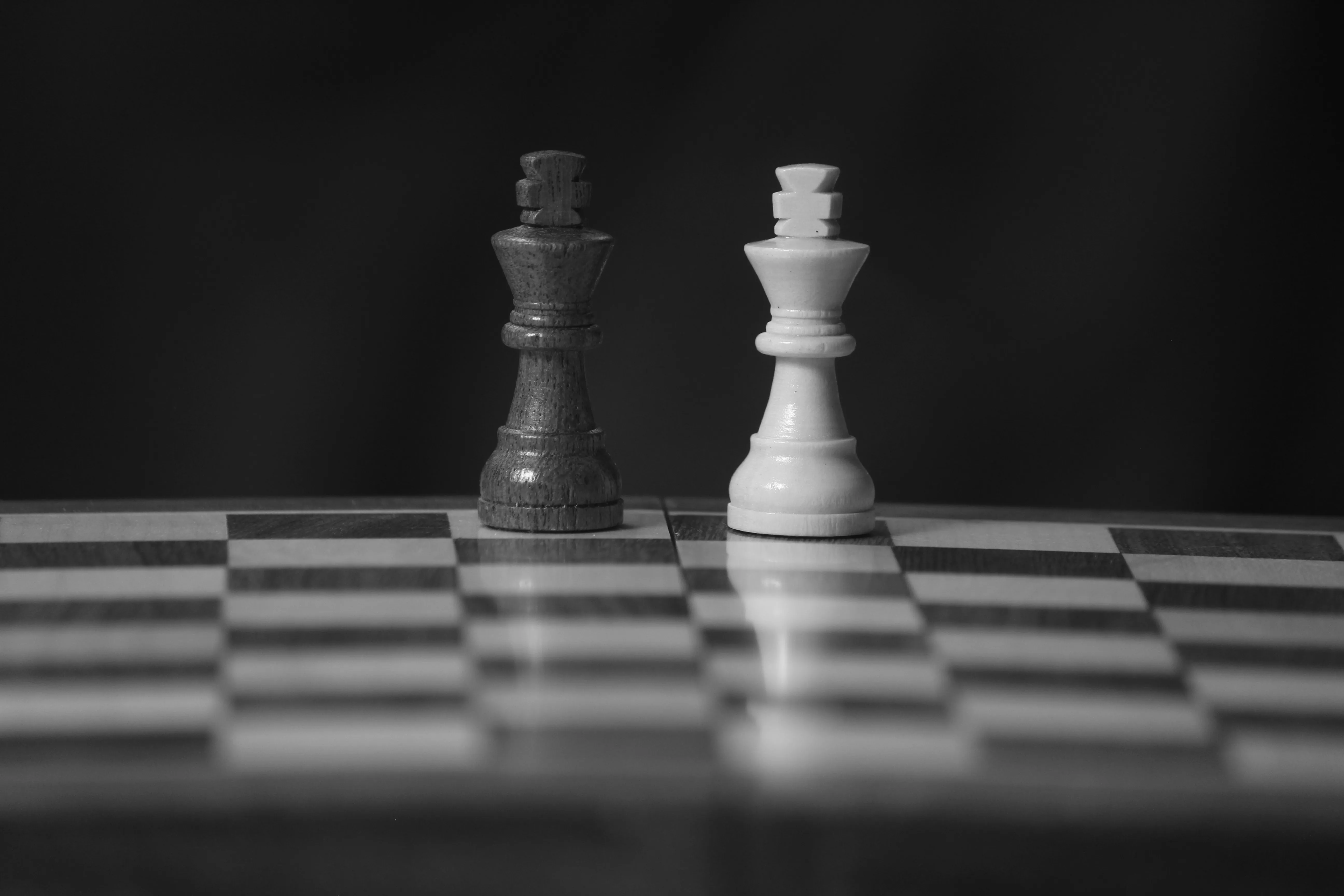 Regii alb și negru pe o tablă de șah simbolizând diferența dintre PPC și SEO, ilustrând în același timp echilibrul dintre ele